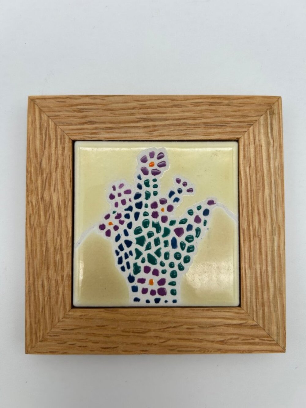 Vintage The Betty Co. Prescott Arizona Mosaic Cactus Art Tile Southwestern Decor